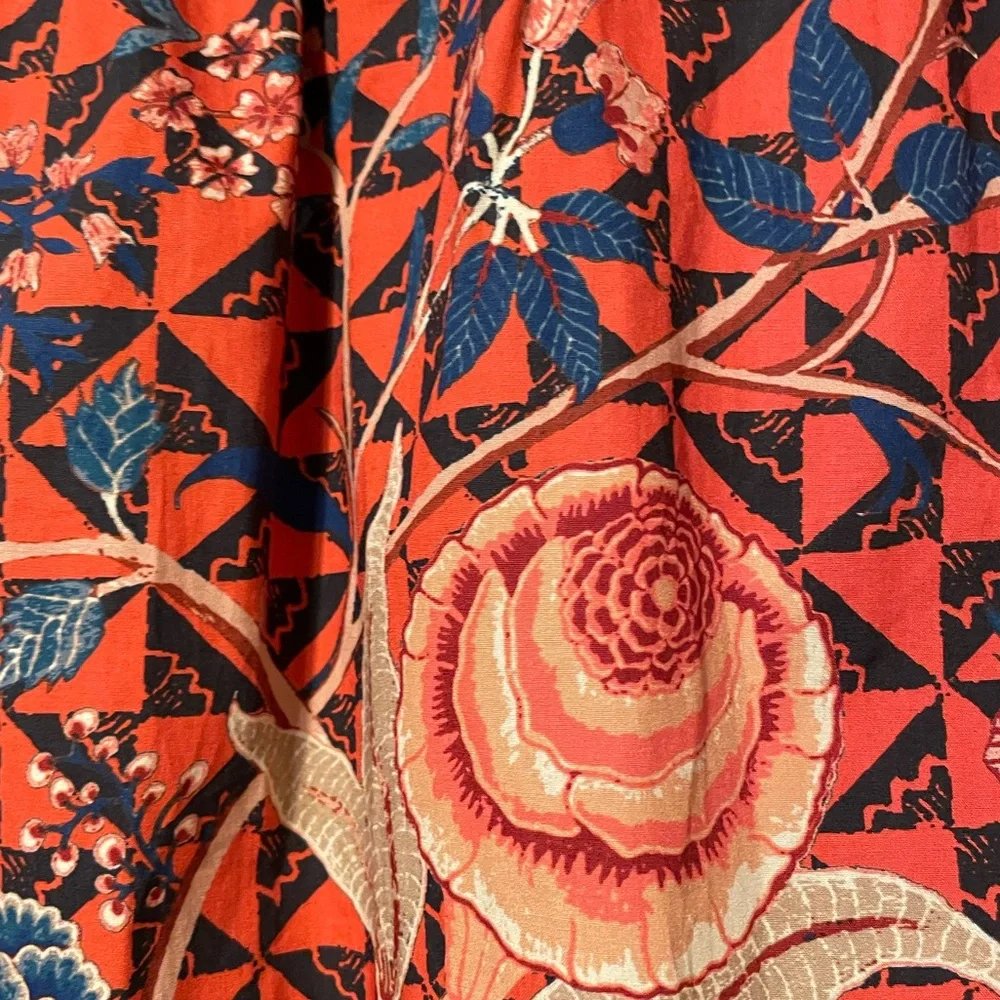 ULLA JOHNSON 100% Cotton Short Puff Sleeve Elise Hibiscus Floral Blouse 6 $495 - Picture 9 of 16